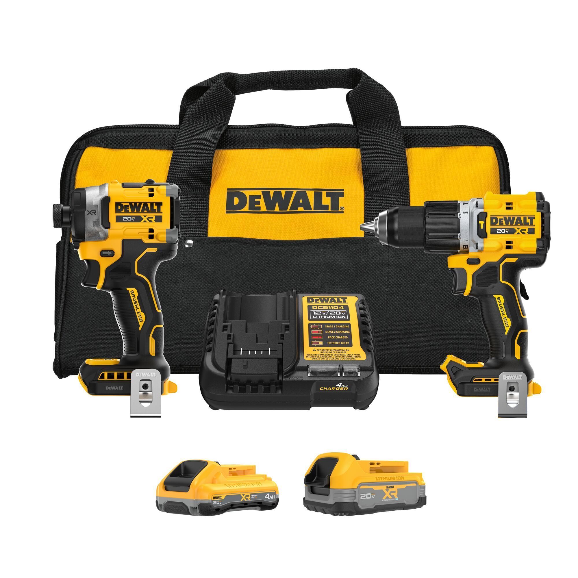 DEWALT 20V MAX Brushless 2-Tool Combo Kit, Hammer Drill and Impact Driver, XR POWERPACK and POWERSTACK Batteries, Model# DCK251E1QQ1